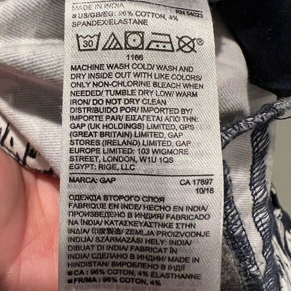 Gap Signature skinny ankle khaki in black and white floral print size 8 - Picture 10 of 12